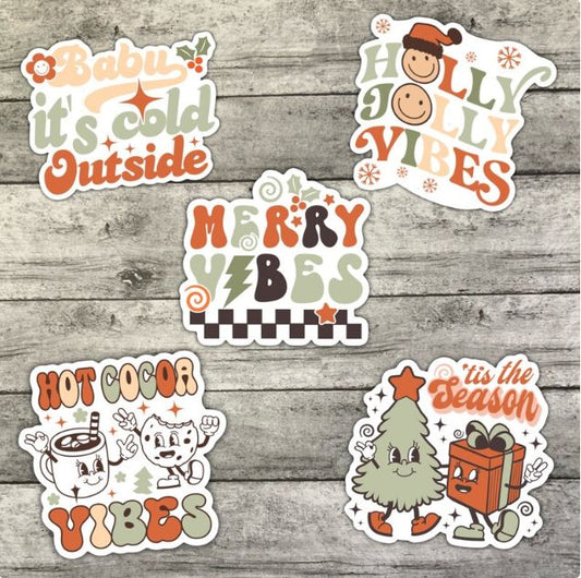Christmas Season Sticker Pack, Waterproof Stickers, Water Bottle Sticker, Kindle Sticker, Laptop Sticker