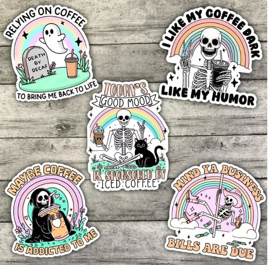 Coffee Lovers Sticker Pack, Coffee Addict Gifts,  Funny Sarcastic  Waterproof Sticker, Water Bottle Sticker, Kindle Sticker, Laptop Sticker