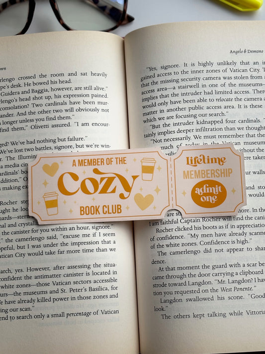 Cozy Book Club Bookmark, Handmade Bookmark for Books And Journals