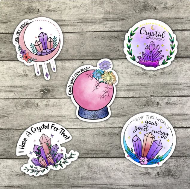 Crystals Sticker Pack, Create Your Own Magic, Waterproof Sticker, Water Bottle Sticker, Kindle Sticker, Laptop Sticker