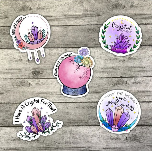 Crystals Sticker Pack, Create Your Own Magic, Waterproof Sticker, Water Bottle Sticker, Kindle Sticker, Laptop Sticker