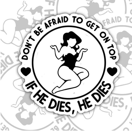 Don't Be Afraid To Get On Top, Funny Waterproof Sticker, Sarcastic Water Bottle Sticker, Kindle Sticker, Laptop Sticker
