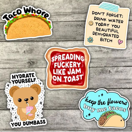 Moody Without Foody, Funny Offensive Sticker Pack, Waterproof Stickers, Water Bottle Sticker, Kindle Sticker, Laptop Sticker