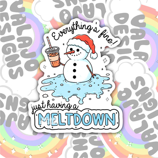 Just Having A Meltdown, Funny Waterproof Sticker, Mental Health Water Bottle Sticker, Kindle Sticker, Laptop Sticker