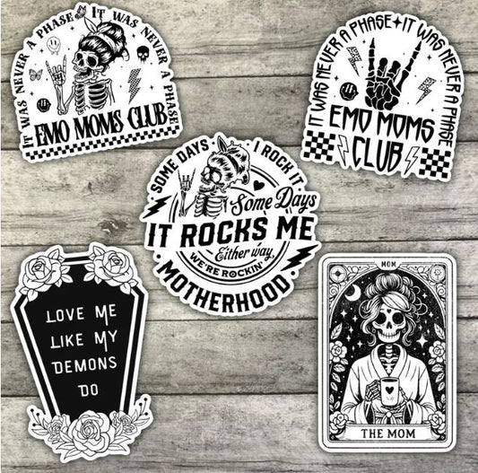 Emo Mom Sticker Pack, Waterproof Stickers, Water Bottle Sticker, Kindle Sticker, Laptop Sticker