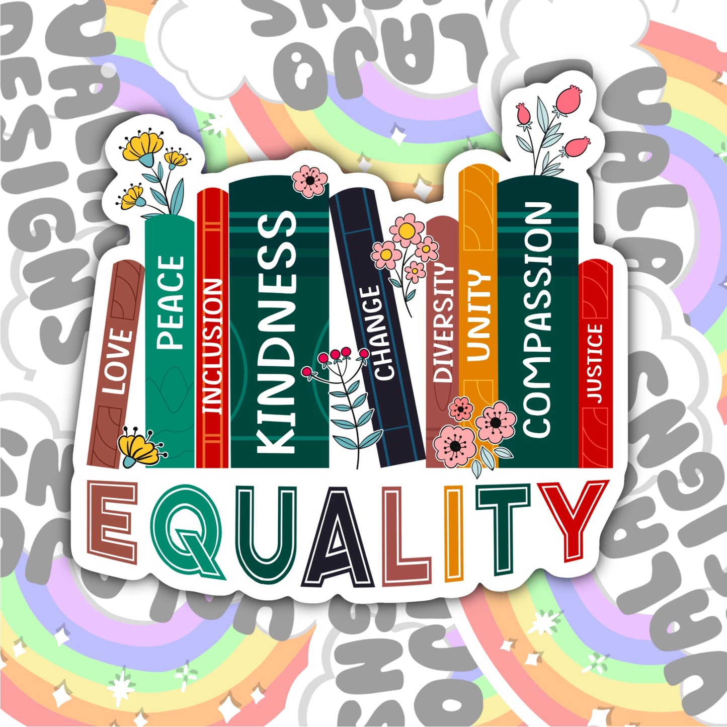 Equality Hurts No One, Waterproof Sticker, Water Bottle Sticker, Kindle Sticker, Laptop Sticker, Pride Support, LGBTQ+ Stickers, Social Justice Stickers