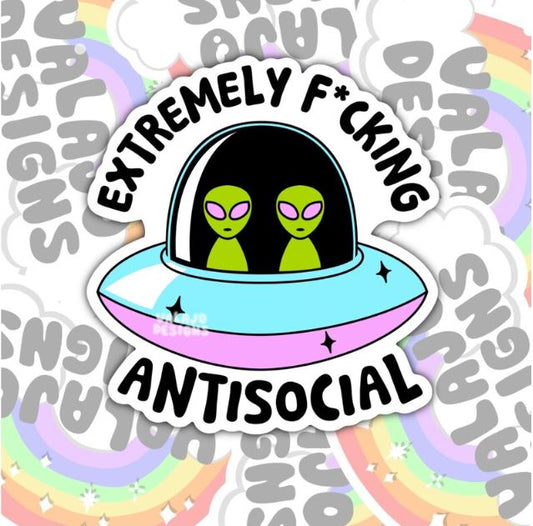 Extremely Antisocial, Funny Waterproof Sticker, Sarcastic Water Bottle Sticker, Mental Health Kindle Sticker, Laptop Sticker