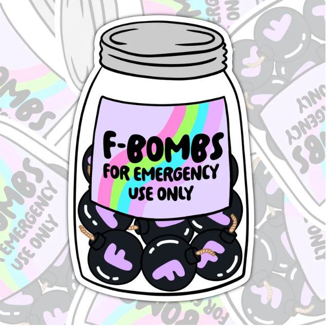 Emergency Use F-Bombs, Funny Waterproof Sticker, Offensive Water Bottle Sticker, Sarcastic Kindle Sticker, Laptop Sticker