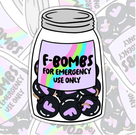 Emergency Use F-Bombs, Funny Waterproof Sticker, Offensive Water Bottle Sticker, Sarcastic Kindle Sticker, Laptop Sticker