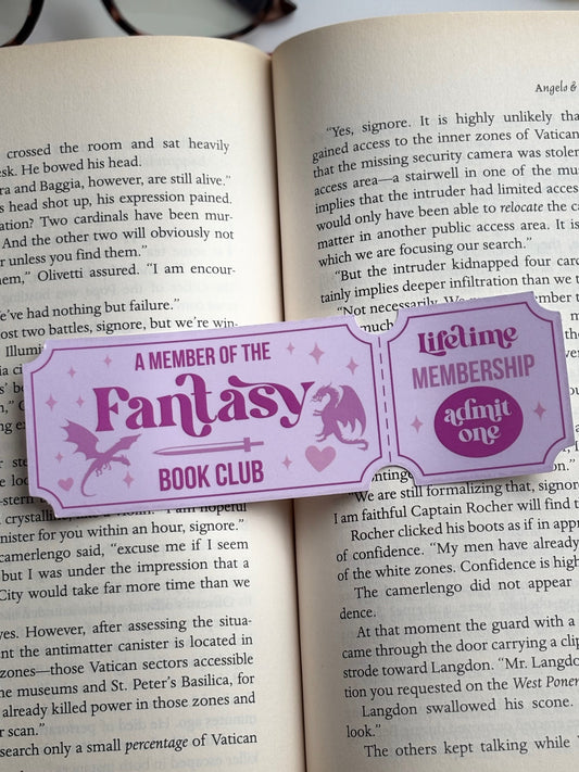 Fantasy Book Club, Handmade Bookmark for Books And Journals