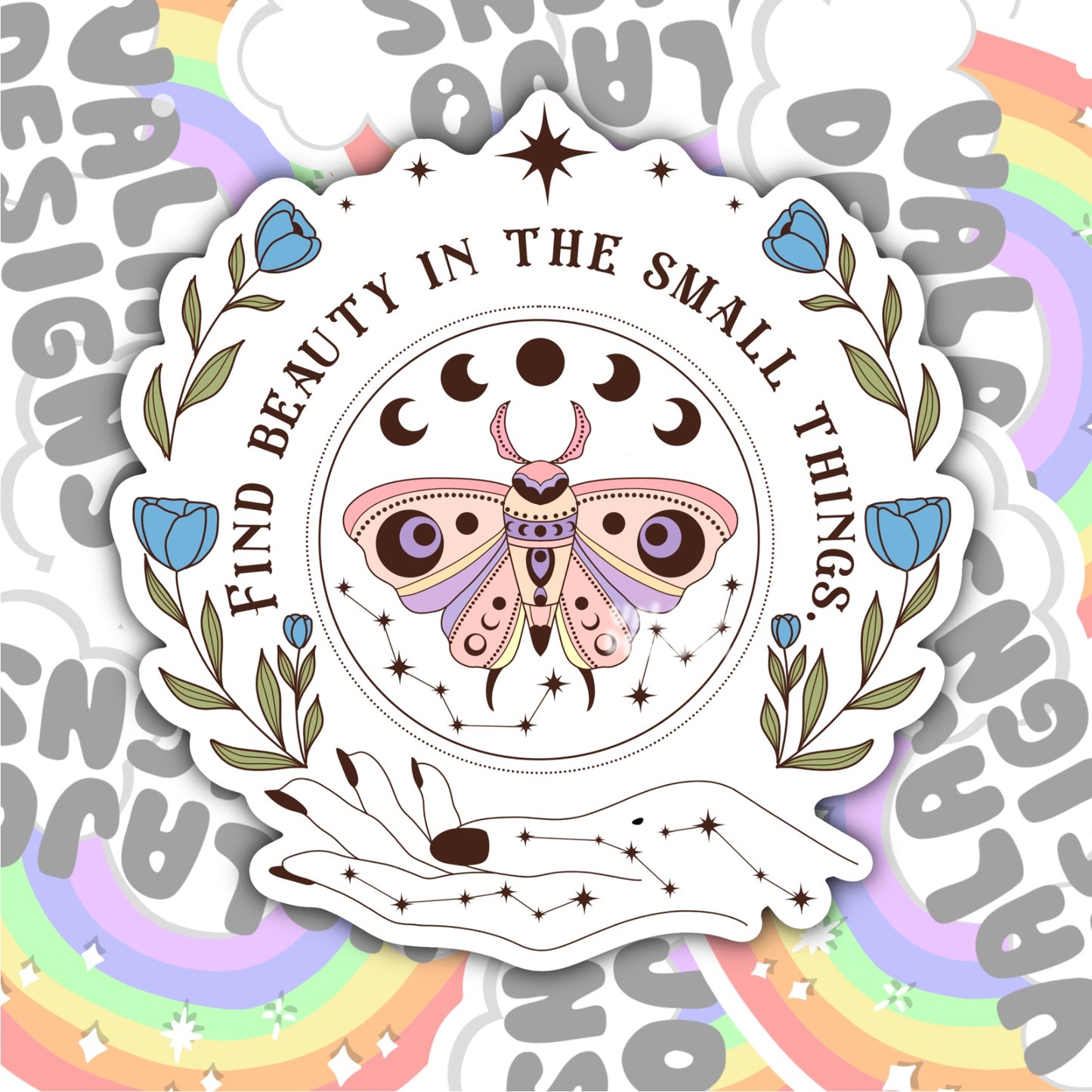 Find Beauty In The Small Things, Magic Waterproof Sticker, Water Bottle Sticker, Kindle Sticker, Laptop Sticker