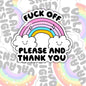 Fuck Off Please And Thank you, Funny Waterproof Sticker, Offensive Water Bottle Sticker, Sarcastic Kindle Sticker, Laptop Sticker