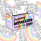 Depressed Since The 2000's, Funny Waterproof Sticker, Mental Health Water Bottle Sticker, Kindle Sticker, Laptop Sticker