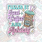 Fueled By Iced Coffee And Anxiety, Funny Waterproof Sticker, Water Bottle Sticker, Kindle Sticker, Laptop Sticker