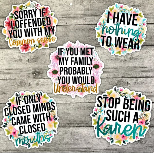 Funny Sarcastic Adult Sticker Pack, Waterproof Stickers, Water Bottle Sticker, Kindle Sticker, Laptop Sticker