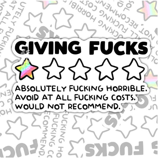 No Fucks To Give, Funny Waterproof Sticker, Offensive Water Bottle Sticker, Sarcastic Kindle Sticker, Laptop Sticker