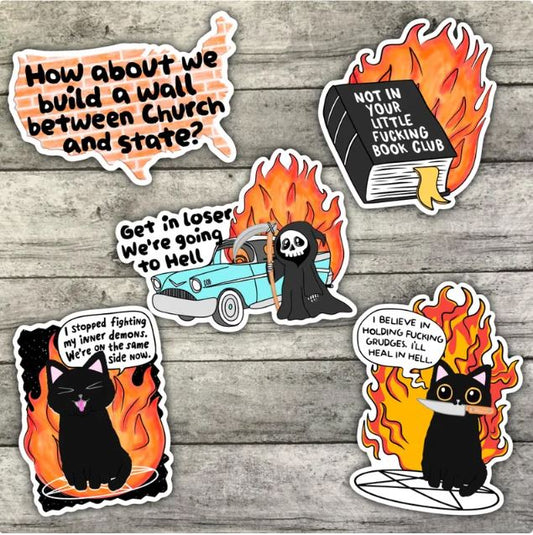 Get In Loser We're Going To Hell, Funny Offensive Sticker Pack, Waterproof Stickers, Water Bottle Sticker, Kindle Sticker, Laptop Sticker