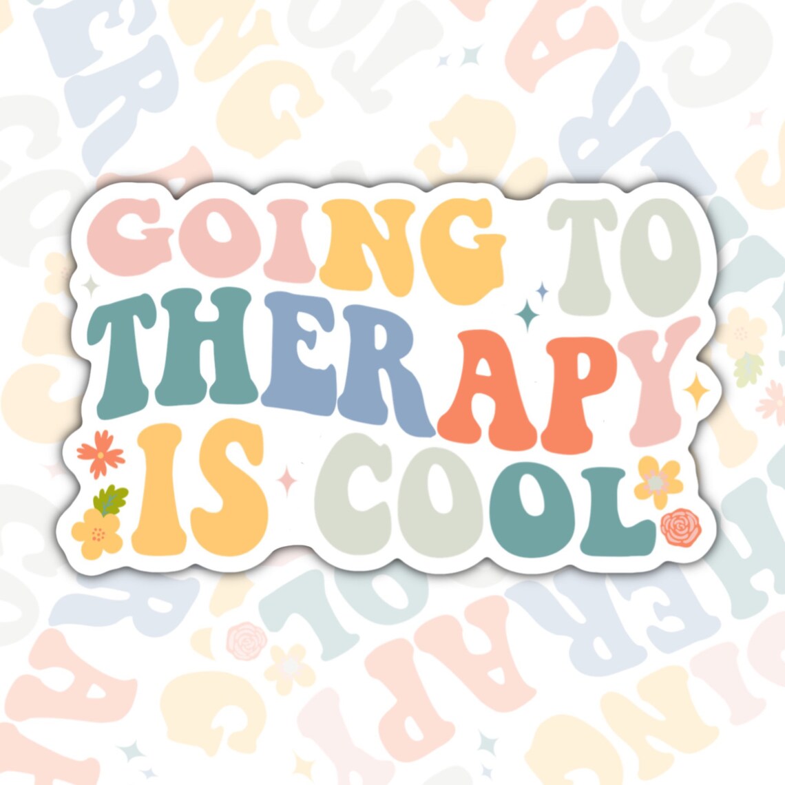 Going To Therapy Is Cool, Funny Waterproof Sticker, Mental Health Water Bottle Sticker, Kindle Sticker, Laptop Sticker