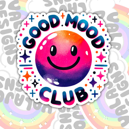 Good Mood Club, Waterproof Sticker, Mental Health Water Bottle Sticker, Kindle Sticker, Laptop Sticker