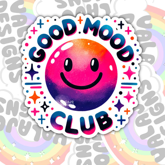 Good Mood Club, Waterproof Sticker, Mental Health Water Bottle Sticker, Kindle Sticker, Laptop Sticker
