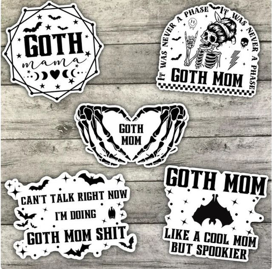 Goth Mom Sticker Pack, Waterproof Stickers, Water Bottle Sticker, Kindle Sticker, Laptop Sticker
