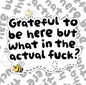 Grateful To Be Here But What The Actual Fuck, Funny Waterproof Sticker, Sarcastic Water Bottle Sticker, Kindle Sticker, Laptop Sticker