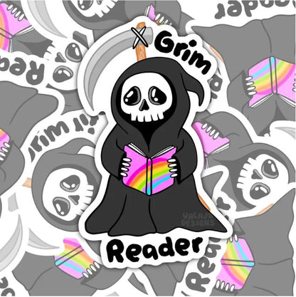 Grim Reader, Book-ish Waterproof Sticker, Water Bottle Sticker, Kindle Sticker, Laptop Sticker