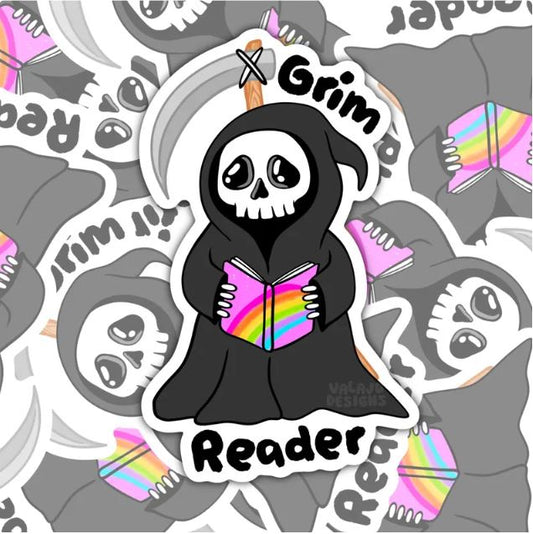 Grim Reader, Book-ish Waterproof Sticker, Water Bottle Sticker, Kindle Sticker, Laptop Sticker