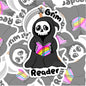 Grim Reader, Book-ish Waterproof Sticker, Water Bottle Sticker, Kindle Sticker, Laptop Sticker
