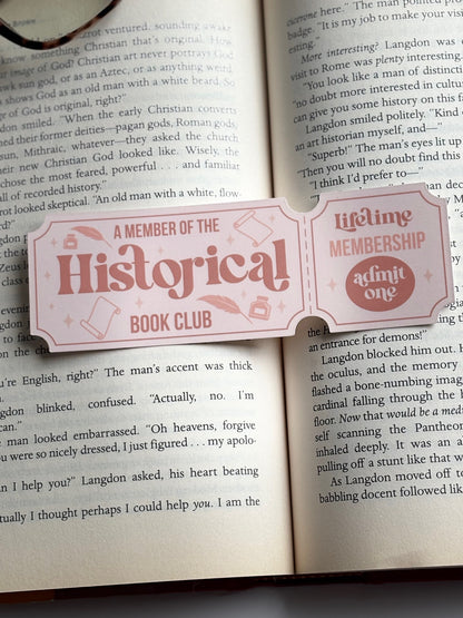 Historical Book Club, Handmade Bookmark for Books And Journals