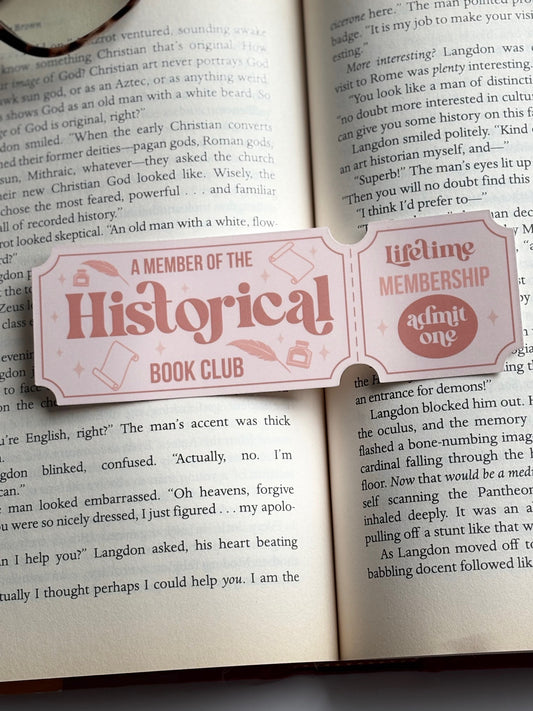 Historical Book Club, Handmade Bookmark for Books And Journals
