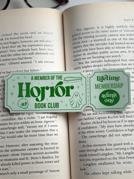 Member Of The Horror Book Club, Handmade Bookmark for Books And Journals