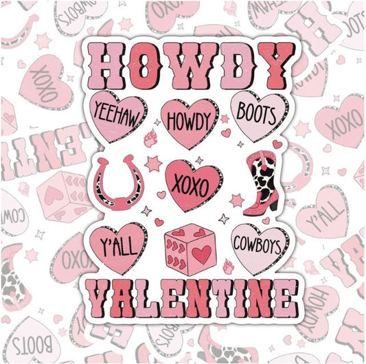 Howdy Valentine, Waterproof Sticker, Water Bottle Sticker, Kindle Sticker, Laptop Sticker