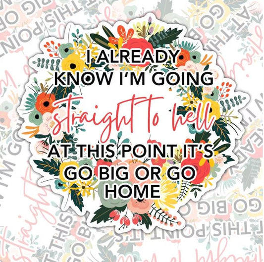 I Know I'm Going Straight To Hell, Funny Waterproof Sticker, Offensive Water Bottle Sticker, Sarcastic Kindle Sticker, Laptop Sticker