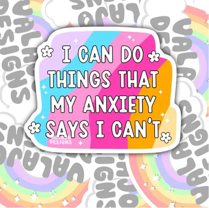 I Can Do Hard Things, Funny Waterproof Sticker, Mental Health Water Bottle Sticker, Kindle Sticker, Laptop Sticker
