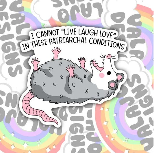 I Can't Live Laugh Love, Waterproof Sticker, Water Bottle Sticker, Kindle Sticker, Laptop Sticker, Social Justice Stickers, Feminist Stickers