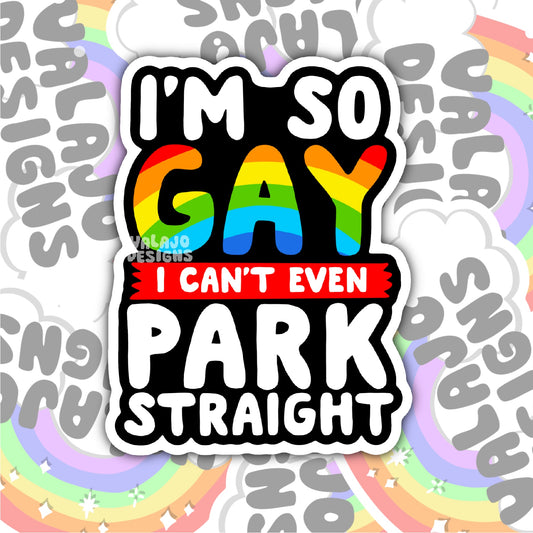 I'm So Gay I Cant Park Straight, Funny Waterproof Sticker, Water Bottle Sticker, Kindle Sticker, Laptop Sticker, Pride Support, LGBTQ+ Stickers, Social Justice Stickers
