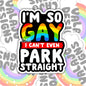 I'm So Gay I Cant Park Straight, Funny Waterproof Sticker, Water Bottle Sticker, Kindle Sticker, Laptop Sticker, Pride Support, LGBTQ+ Stickers, Social Justice Stickers