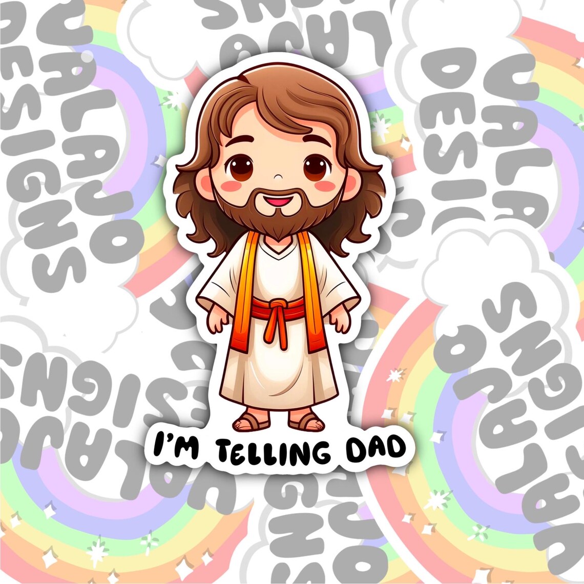 I'm Telling Dad, Christian Waterproof Sticker, Funny Water Bottle Sticker, Kindle Sticker, Laptop Sticker