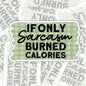If Only Sarcasm Burned Calories, Funny Waterproof Sticker, Sarcastic Water Bottle Sticker, Kindle Sticker, Laptop Sticker