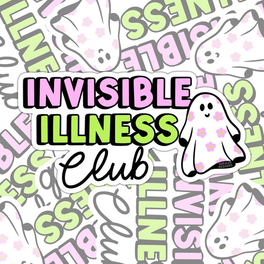 Invisible Illness Club, Funny Waterproof Sticker, Mental Health Water Bottle Sticker, Kindle Sticker, Laptop Sticker