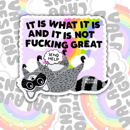 It Is What It Is And It's Not Fucking Great, Funny Waterproof Sticker, Mental Health Water Bottle Sticker, Kindle Sticker, Laptop Sticker