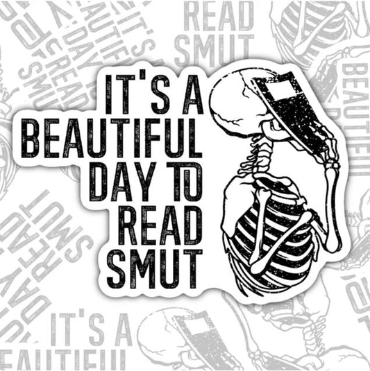 It's A Beautiful Day To Read Smut, Waterproof Sticker, Water Bottle Sticker, Kindle Sticker, Laptop Sticker