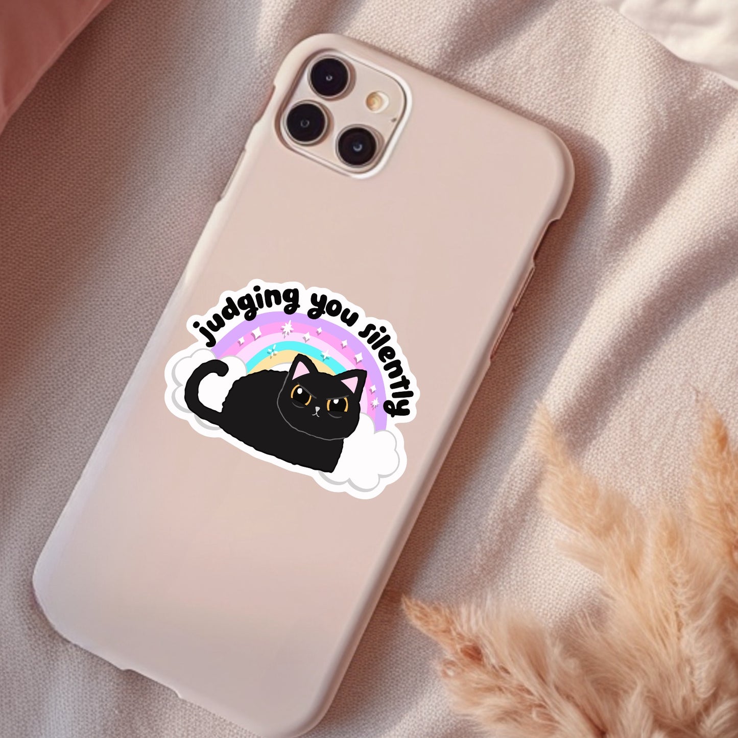 Judging You Silently, Funny Waterproof Sticker, Sarcastic Water Bottle Sticker, Kindle Sticker, Laptop Sticker