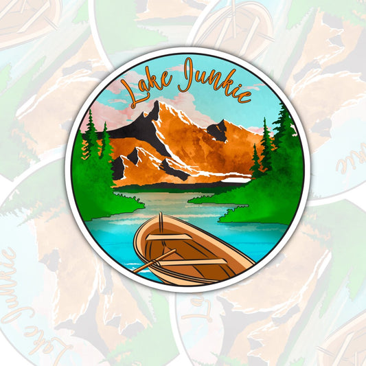 Lake Junkie, Waterproof Sticker, Water Bottle Sticker, Kindle Sticker, Laptop Sticker, Lake Life, Life Outdoors, Camping, Traveling Stickers