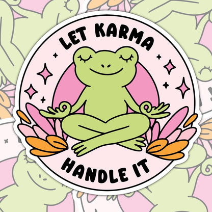 Let Karma Handle It, Mental Health Waterproof Sticker, Funny Water Bottle Sticker, Kindle Sticker, Laptop Sticker