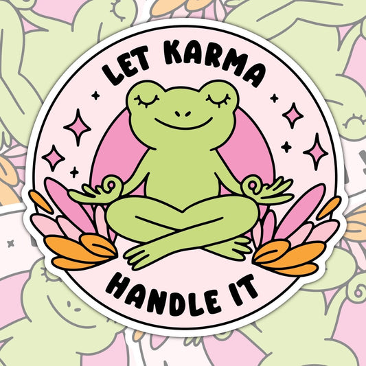 Let Karma Handle It, Mental Health Waterproof Sticker, Funny Water Bottle Sticker, Kindle Sticker, Laptop Sticker