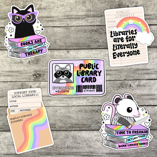Library Sticker Set, Book-ish Sticker Pack, Waterproof Stickers, Water Bottle Sticker, Kindle Sticker, Laptop Sticker