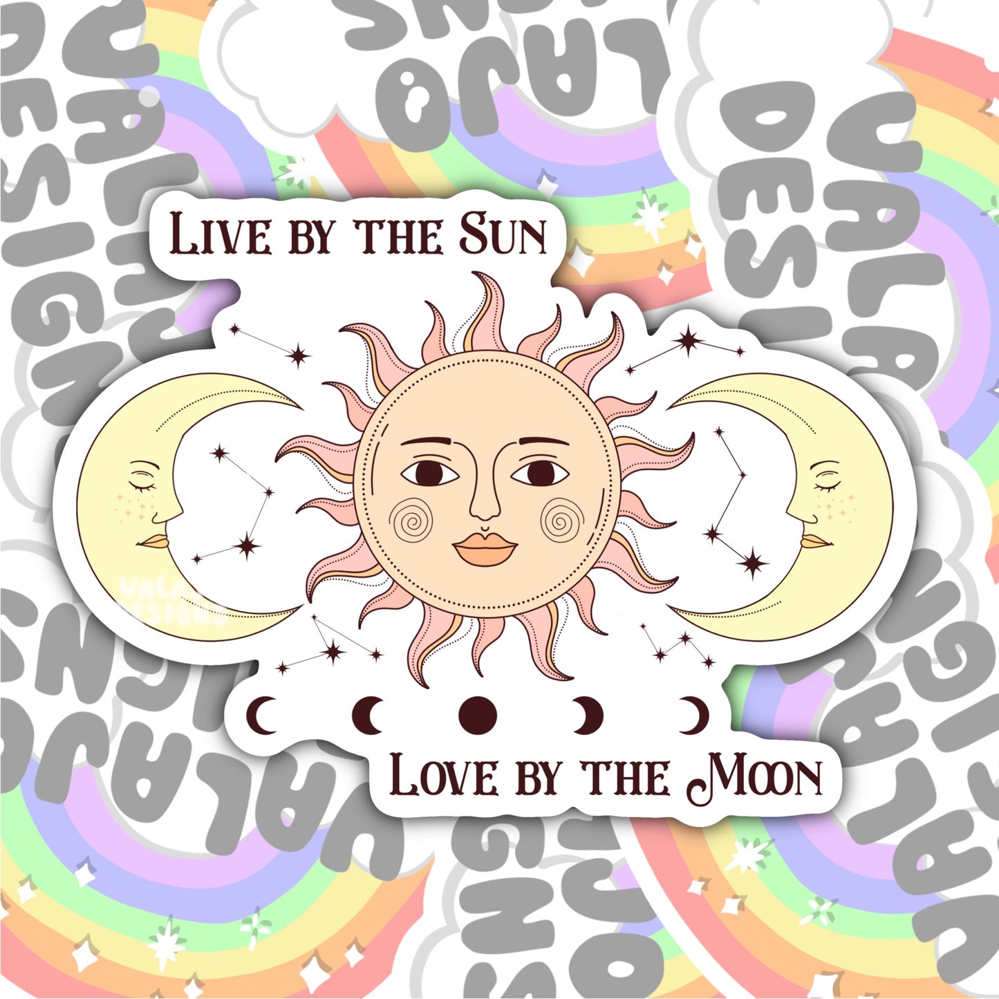 Live By The Sun Love By The Moon, Magic Waterproof Sticker, Water Bottle Sticker, Kindle Sticker, Laptop Sticker