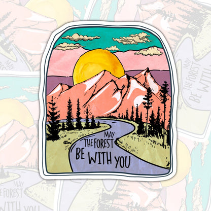 May The Forest Be With You, Waterproof Sticker, Water Bottle Sticker, Kindle Sticker, Laptop Sticker, Lake Life, Life Outdoors, Camping, Traveling Stickers